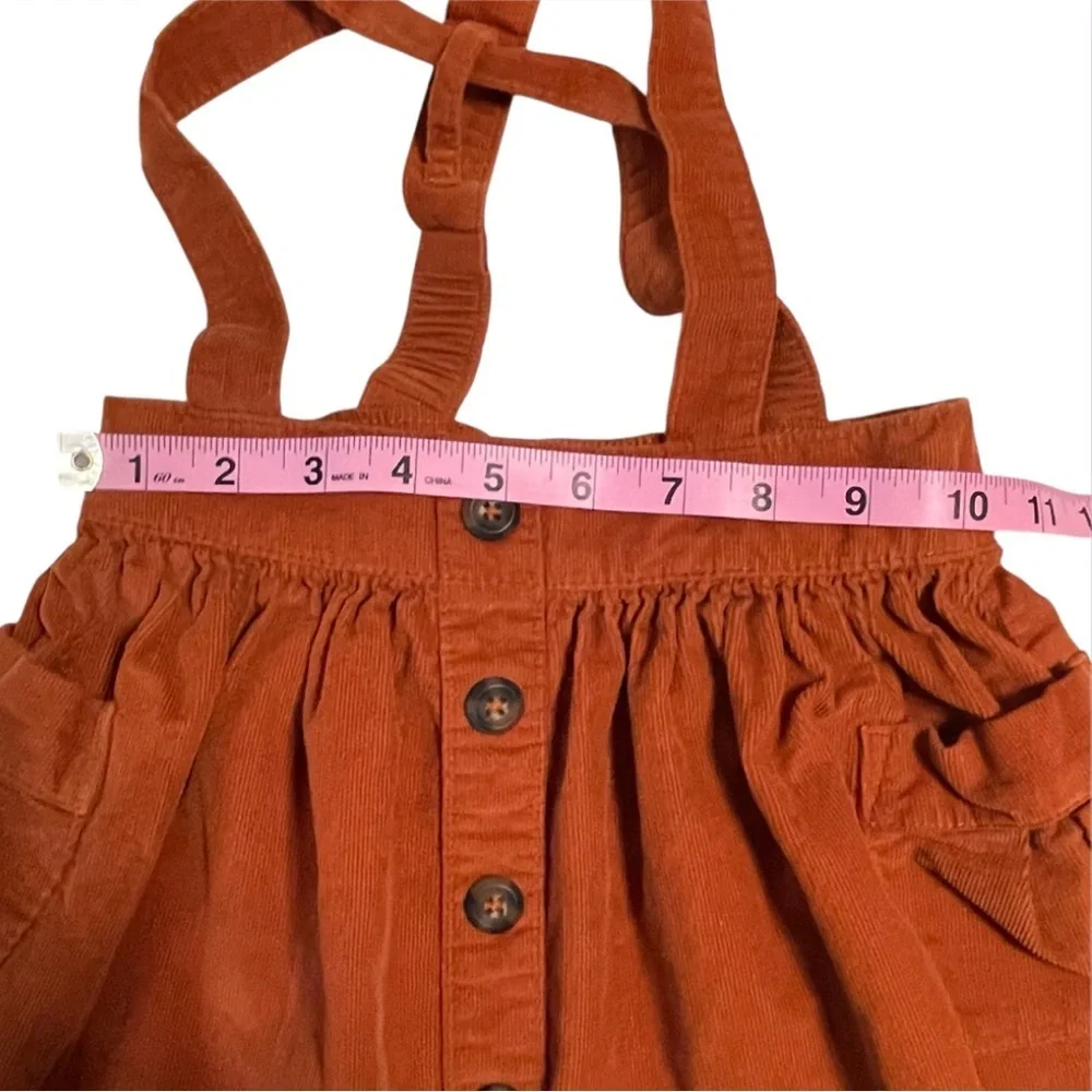 Cat & Jack Floral Top with A Rusty Brown Corduroy Suspender Skirt